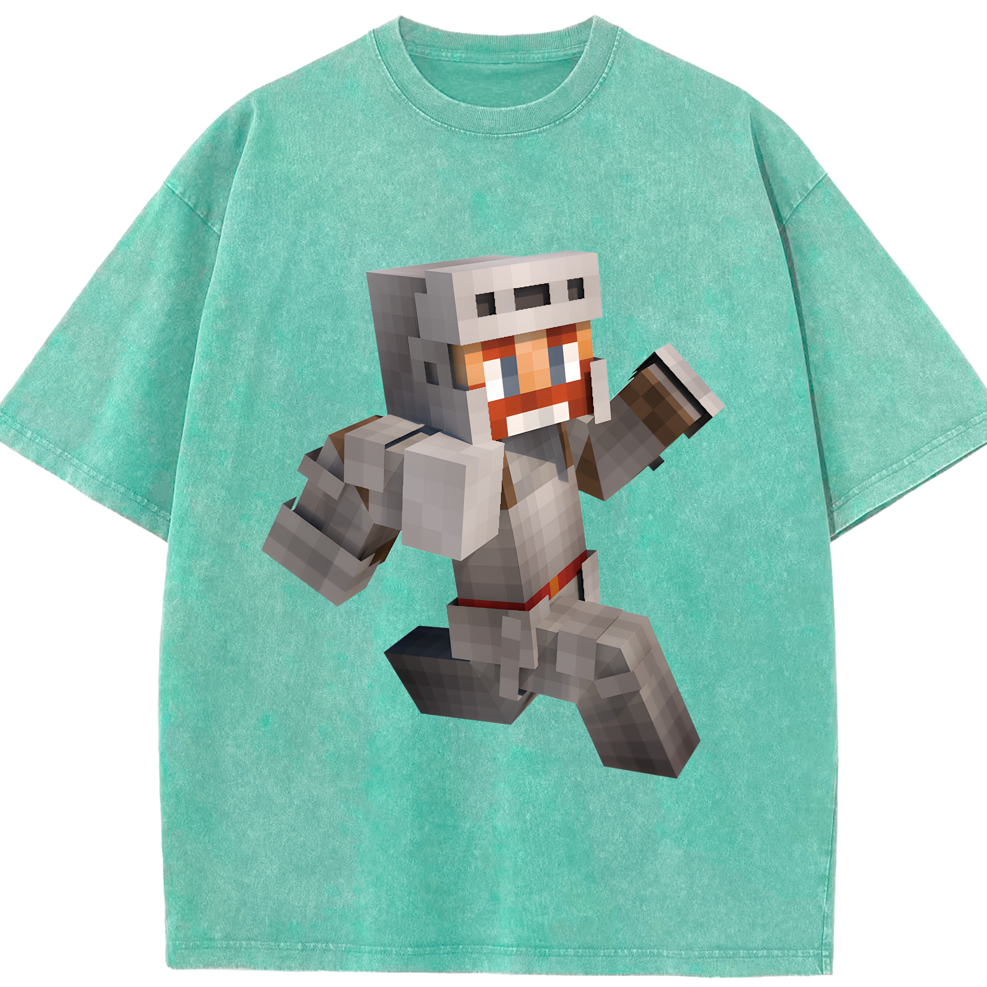 （画像用） マインクラフト ブロックの世界 Minecraft MC Block world 綿100% ヴィンテージ風 半袖Tシャツ（フロントプリント）